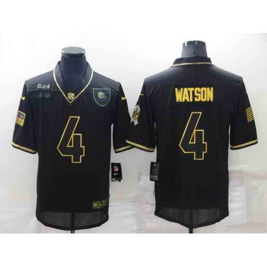 Men Cleveland Browns #4 Deshaun Watson Black Gold Salute To Service Limited Stitched jersey->los angeles dodgers->MLB Jersey