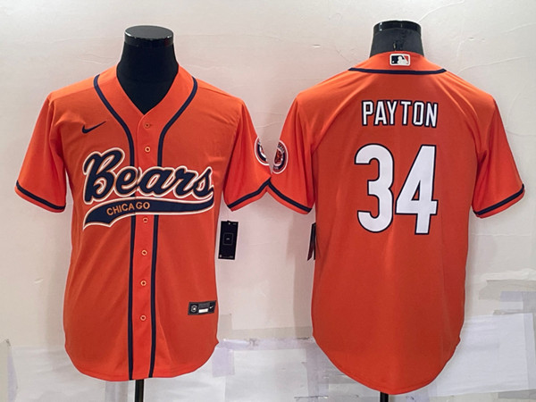 Men's Chicago Bears #34 Walter Payton Orange Cool Base Stitched Baseball Jersey->buffalo bills->NFL Jersey