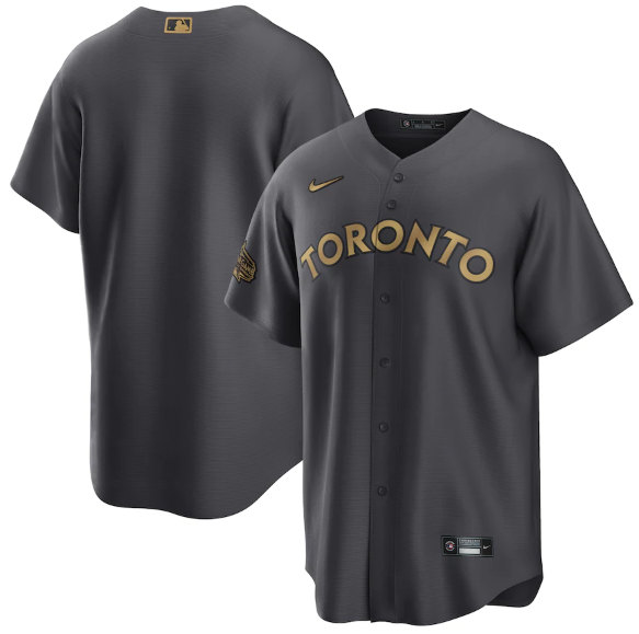 Men's Toronto Blue Jays Blank Charcoal 2022 All-Star Cool Base Stitched Baseball Jersey->toronto blue jays->MLB Jersey