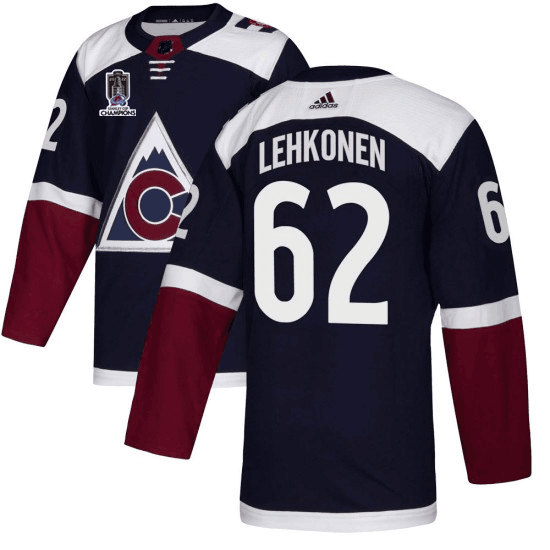 Men's Colorado Avalanche #62 Artturi Lehkonen 2022 Navy Stanley Cup Champions Patch Stitched Jersey->new jersey devils->NHL Jersey