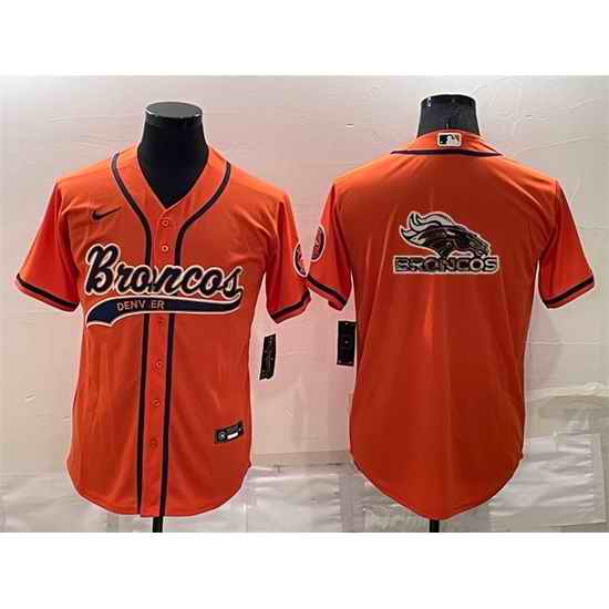 Men Denver Broncos Orange Team Big Logo With Patch Cool Base Stitched Baseb->green bay packers->NFL Jersey