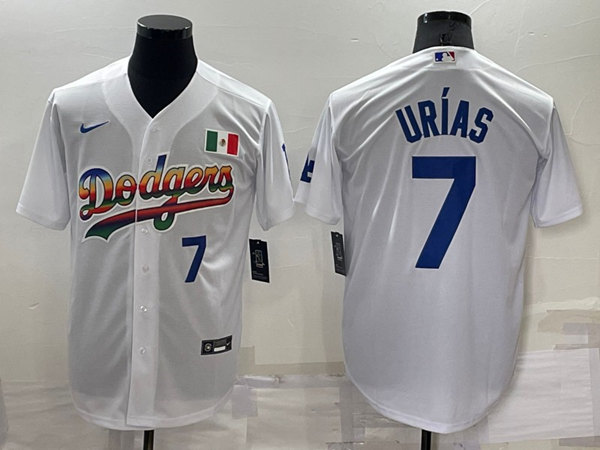 Men's Los Angeles Dodgers #7 Julio Urias White Cool Base Stitched Baseball Jersey->los angeles dodgers->MLB Jersey