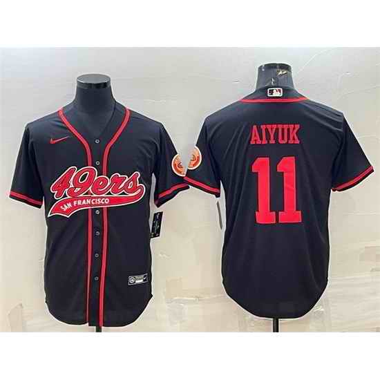 Men San Francisco 49ers #11 Brandon Aiyuk Black With Patch Cool Base Stitched Baseball JerseyS->san francisco 49ers->NFL Jersey