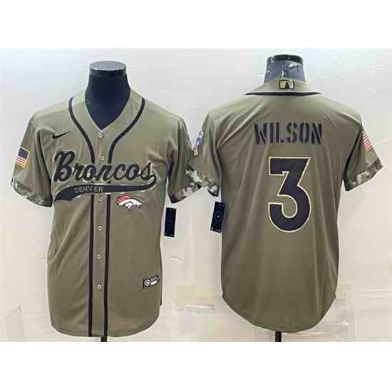 Men Denver Broncos #3 Russell Wilson Olive 2022 Salute To Service Cool Base Stitched Baseball Jersey->dallas cowboys->NFL Jersey
