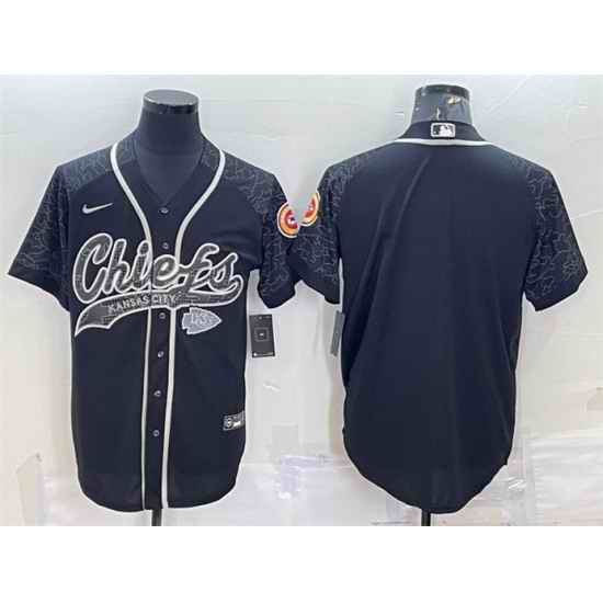 Men Kansas City Chiefs Blank Black Reflective With Patch Cool Base Stitched Baseball Jersey->kansas city chiefs->NFL Jersey