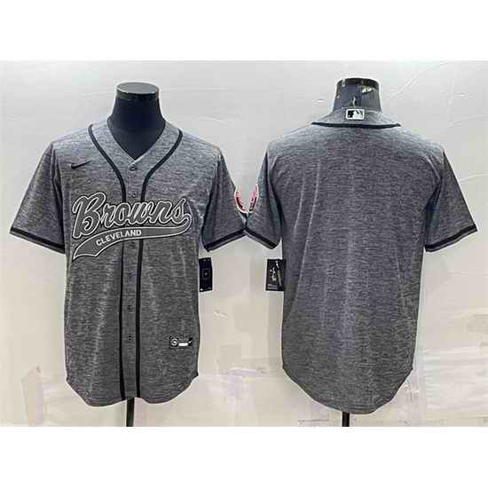 Men Cleveland Browns Blank Grey With Patch Cool Base Stitched Baseball Jersey->chicago bears->NFL Jersey
