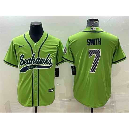 Men Seattle Seahawks #7 Geno Smith Green With Patch Cool Base Stitched Baseball Jersey->san francisco 49ers->NFL Jersey
