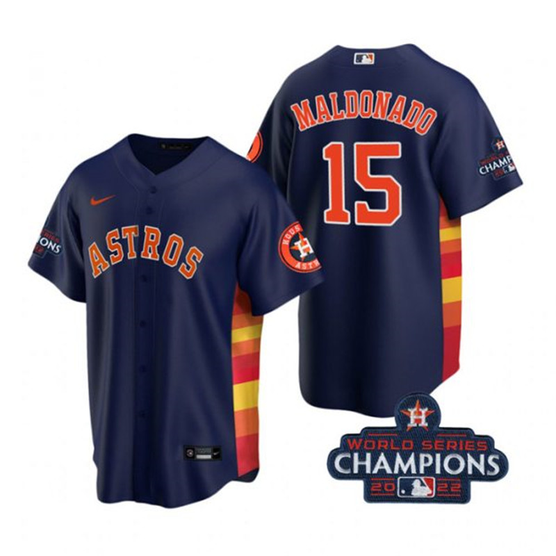Astros #15 Martin Maldonado Navy 2022 World Series Champions Cool Base Jersey->houston astros->MLB Jersey
