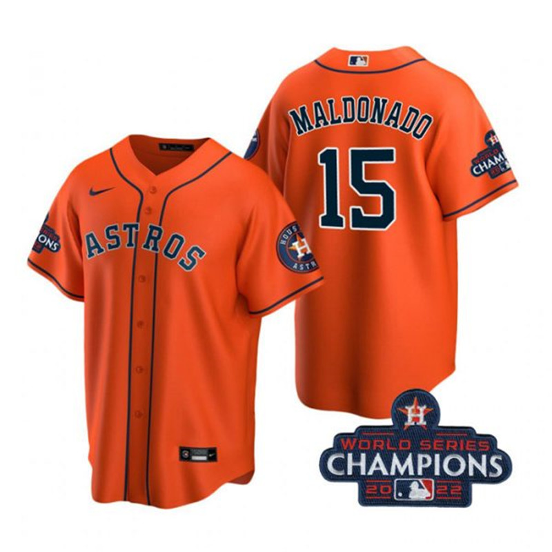 Astros #15 Martin Maldonado Orange 2022 World Series Champions Cool Base Jersey->houston astros->MLB Jersey