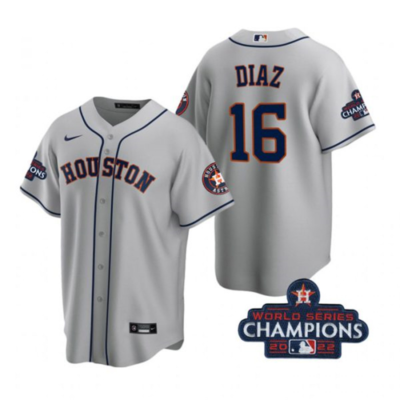 Astros #16 Aledmys Diaz Gray 2022 World Series Champions Cool Base Jersey->houston astros->MLB Jersey
