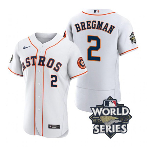 Astros #2 Alex Bregman White Nike 2022 World Series Flexbase Jersey->houston astros->MLB Jersey