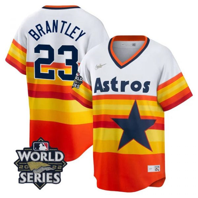 Astros #23 Michael Brantley Multi Color Nike 2022 World Series Cool Base Jersey->houston astros->MLB Jersey