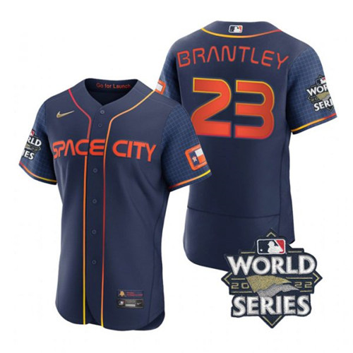 Astros #23 Michael Brantley Navy Nike 2022 World Series City Connect Flexbase Jersey->houston astros->MLB Jersey