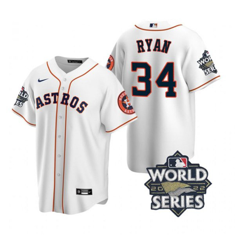 Astros #34 Nolan Ryan White Nike 2022 World Series Cool Base Jersey->houston astros->MLB Jersey