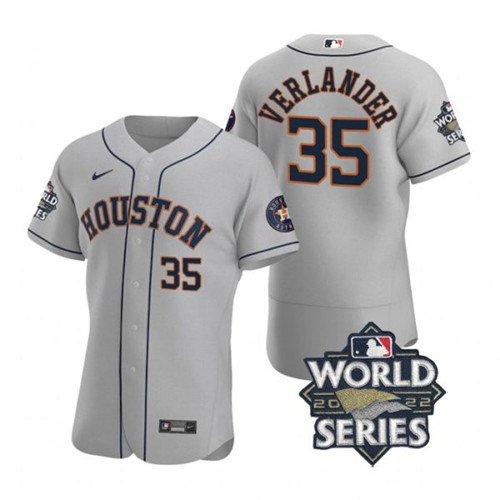 Astros #35 Justin Verlander Gray Nike 2022 World Series Flexbase Jersey->houston astros->MLB Jersey
