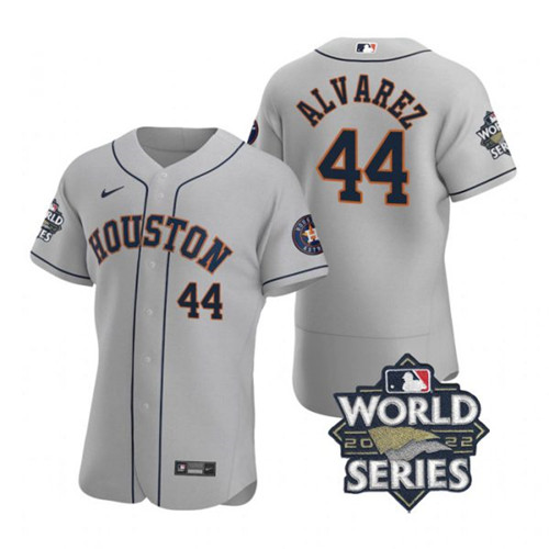 Astros #44 Yordan Alvarez Gray Nike 2022 World Series Flexbase Jersey->houston astros->MLB Jersey