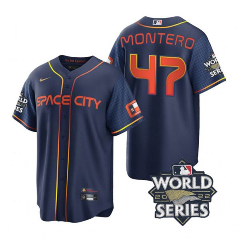 Astros #47 Rafael Montero Navy Nike 2022 World Series City Connect Cool Base Jersey->houston astros->MLB Jersey
