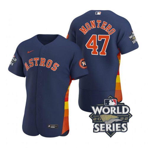 Astros #47 Rafael Montero Navy Nike 2022 World Series Flexbase Jersey->houston astros->MLB Jersey