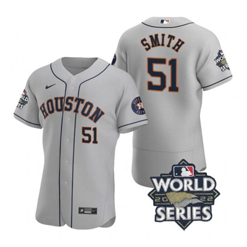 Astros #51 Will Smith Gray Nike 2022 World Series Flexbase Jersey->houston astros->MLB Jersey