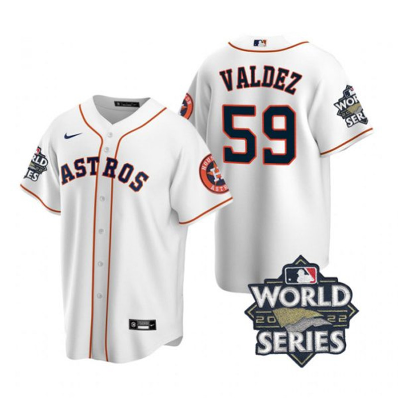 Astros #59 Framber Valdez White Nike 2022 World Series Cool Base Jersey->houston astros->MLB Jersey