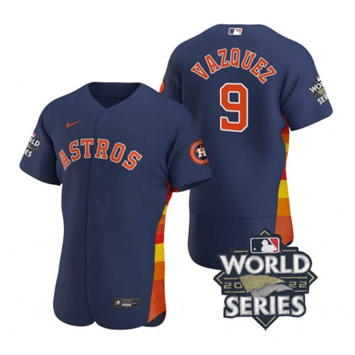 Astros #9 Christian Vazquez Navy Nike 2022 World Series Flexbase Jersey->houston astros->MLB Jersey
