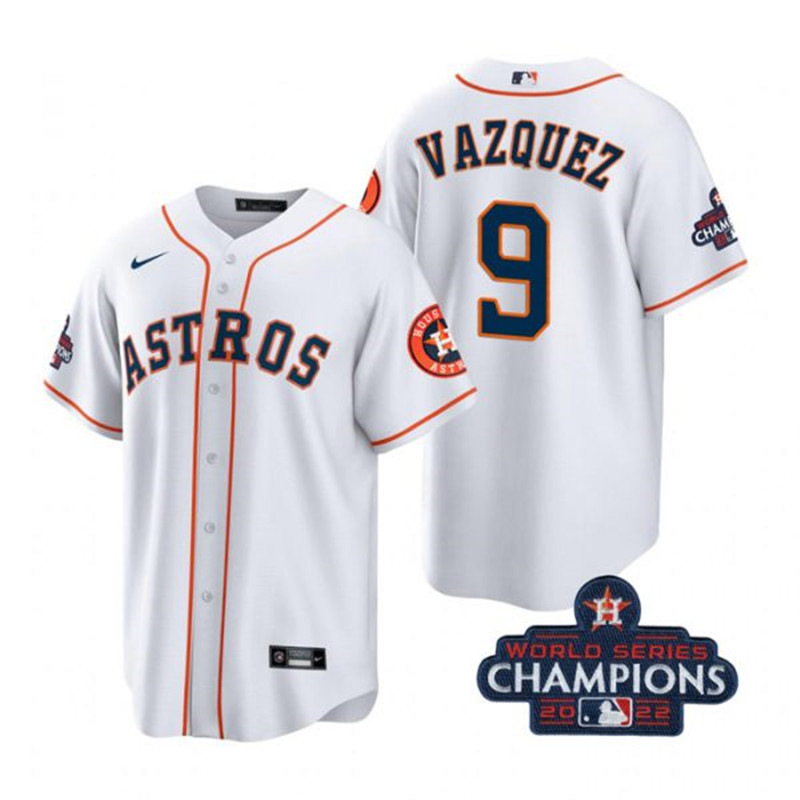 Astros #9 Christian Vazquez White 2022 World Series Champions Cool Base Jersey->houston astros->MLB Jersey