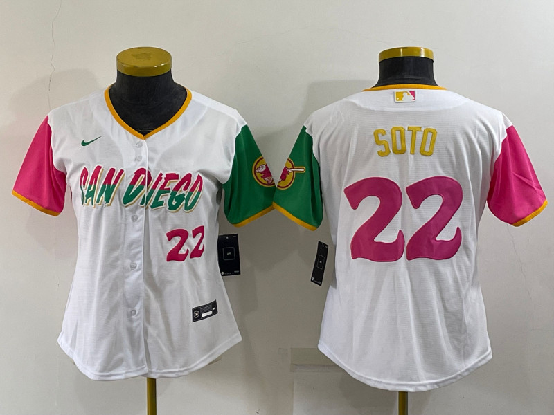Padres #22 Juan Soto White Women Nike 2022 City Connect Cool Base Jerseys->san diego padres->MLB Jersey