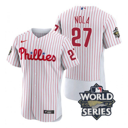 Phillies #27 Aaron Nola White Nike 2022 World Series Flexbase Jersey->philadelphia phillies->MLB Jersey