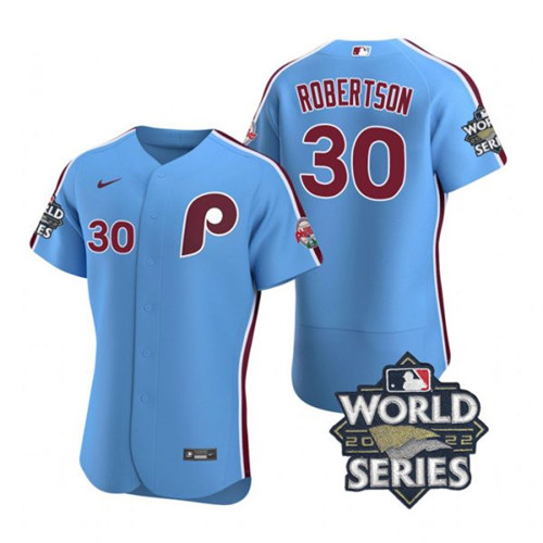 Phillies #30 David Robertson Blue Nike 2022 World Series Flexbase Jersey->philadelphia phillies->MLB Jersey