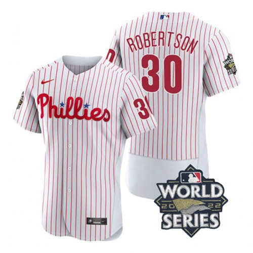 Phillies #30 David Robertson White Nike 2022 World Series Flexbase Jersey->philadelphia phillies->MLB Jersey