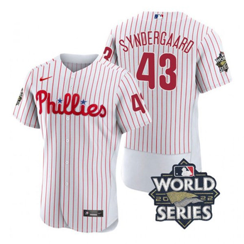Phillies #43 Noah Syndergaard White Nike 2022 World Series Flexbase Jersey->philadelphia phillies->MLB Jersey