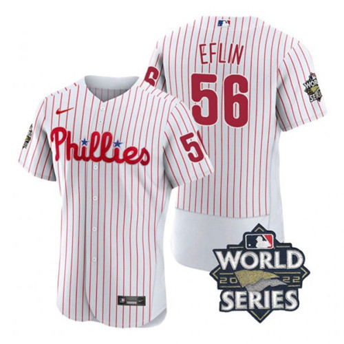 Phillies #56 Zach Eflin White Nike 2022 World Series Flexbase Jersey->houston astros->MLB Jersey