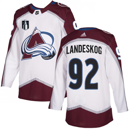 Adidas Colorado Avalanche #92 Gabriel Landeskog White 2022 Stanley Cup Final Patch Road Authentic Stitched NHL Jersey Men’s->youth nhl jersey->Youth Jersey
