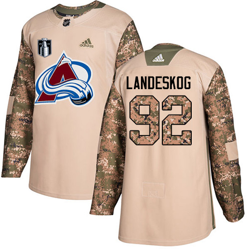 Adidas Colorado Avalanche #92 Gabriel Landeskog Camo Authentic 2022 Stanley Cup Final Patch Veterans Day Stitched NHL Jersey Men’s->women nhl jersey->Women Jersey