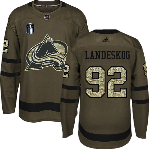 Adidas Colorado Avalanche #92 Gabriel Landeskog Green 2022 Stanley Cup Final Patch Salute to Service Stitched NHL Jersey Men’s->women nhl jersey->Women Jersey