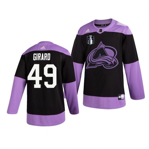Colorado Colorado Avalanche #49 Samuel Girard Adidas 2022 Stanley Cup Final Patch Men’s Hockey Fights Cancer Practice NHL Jersey Black Men’s->colorado avalanche->NHL Jersey
