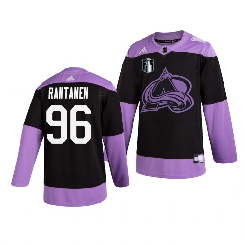 Colorado Colorado Avalanche #96 Mikko Rantanen Adidas 2022 Stanley Cup Final Patch Men’s Hockey Fights Cancer Practice NHL Jersey Black Men’s->colorado avalanche->NHL Jersey