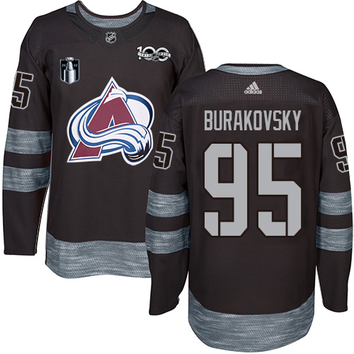 Adidas Colorado Avalanche #95 Andre Burakovsky Black 2022 Stanley Cup Final Patch 100th Anniversary Stitched NHL Jersey Men’s->women nhl jersey->Women Jersey