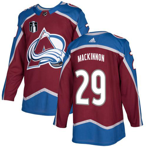 Adidas Colorado Avalanche #29 Nathan MacKinnon Burgundy 2022 Stanley Cup Final Patch Home Authentic Stitched NHL Jersey Men’s->women nhl jersey->Women Jersey