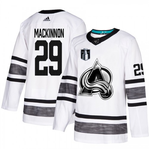 Adidas Colorado Avalanche #29 Nathan MacKinnon White Authentic 2022 Stanley Cup Final Patch All-Star Stitched NHL Jersey Men’s->youth nhl jersey->Youth Jersey