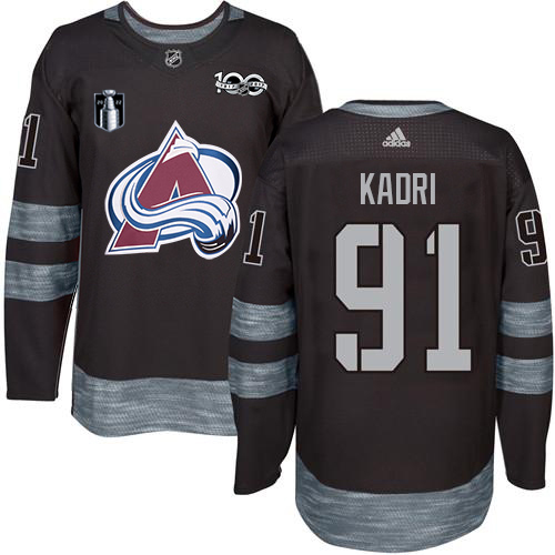 Adidas Colorado Avalanche #91 Nazem Kadri Black 2022 Stanley Cup Final Patch 100th Anniversary Stitched NHL Jersey Men’s->colorado avalanche->NHL Jersey