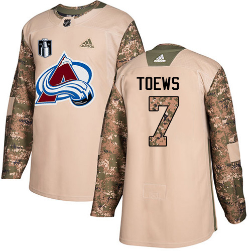 Adidas Colorado Avalanche #7 Devon Toews Camo 2022 Stanley Cup Final Patch Authentic Veterans Day Stitched NHL Jersey Men’s->women nhl jersey->Women Jersey