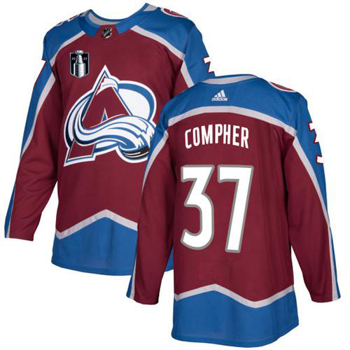 Adidas Colorado Avalanche #37 J.T. Compher Burgundy 2022 Stanley Cup Final Patch Home Authentic Stitched NHL Jersey Men’s->colorado avalanche->NHL Jersey