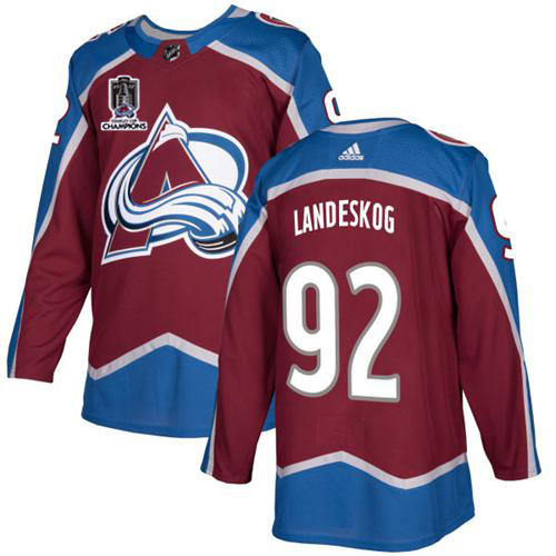 Adidas Colorado Avalanche #92 Gabriel Landeskog Burgundy 2022 Stanley Cup Champions Burgundy Home Authentic Stitched NHL Jersey Men’s->women nhl jersey->Women Jersey