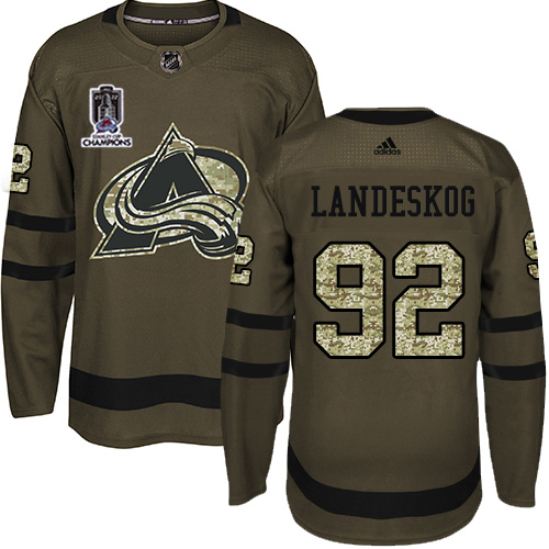 Adidas Colorado Avalanche #92 Gabriel Landeskog Green 2022 Stanley Cup Champions Salute To Service Stitched NHL Jersey Men’s->women nhl jersey->Women Jersey