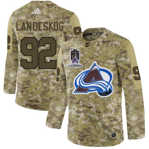 Adidas Colorado Avalanche #92 Gabriel Landeskog Camo 2022 Stanley Cup Champions Authentic Stitched NHL Jersey Men’s->colorado avalanche->NHL Jersey