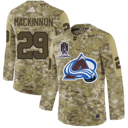 Adidas Colorado Avalanche #29 Nathan MacKinnon Camo 2022 Stanley Cup Champions Authentic Stitched NHL Jersey Men’s->colorado avalanche->NHL Jersey