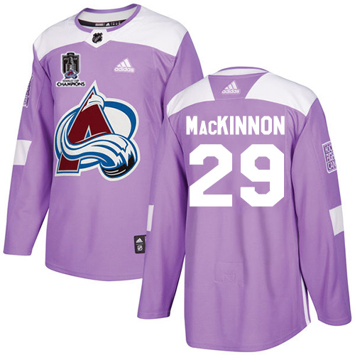 Adidas Colorado Avalanche #29 Nathan MacKinnon Purple 2022 Stanley Cup Champions Authentic Fights Cancer Stitched NHL Jersey Men’s->colorado avalanche->NHL Jersey
