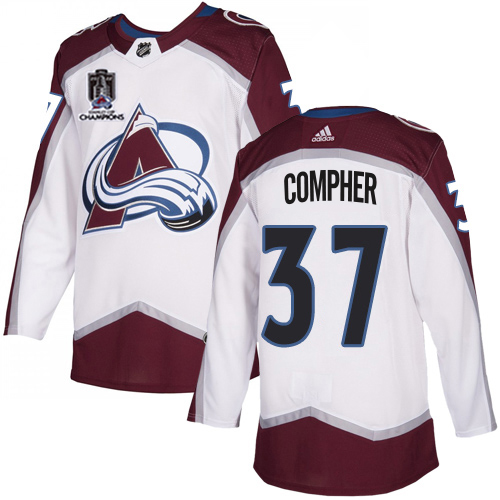 Adidas Colorado Avalanche #37 J.T. Compher White 2022 Stanley Cup Champions Road Authentic Stitched NHL Jersey Men’s->women nhl jersey->Women Jersey