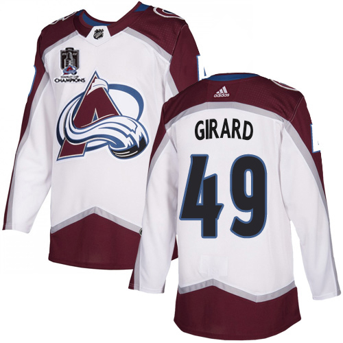 Adidas Colorado Avalanche #49 Samuel Girard White 2022 Stanley Cup Champions Road Authentic Stitched NHL Jersey Men’s->women nhl jersey->Women Jersey